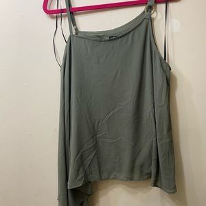 Army green, flowy tank with decorative straps